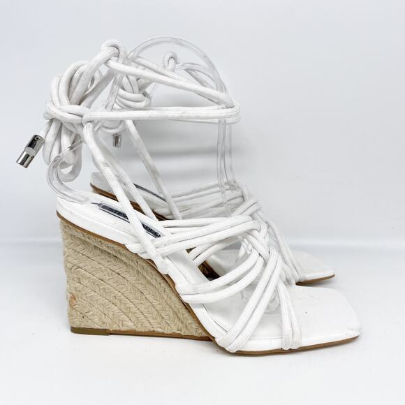 Steve Madden Women's Idolized Ankle Tie Espadrille Wedge Sandals White Size 7M - Picture 3 of 12